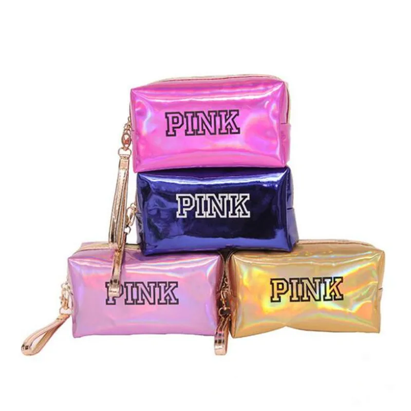 

Fashion Waterproof Laser Makeup Bag Simple Portable Cosmetic Bag Clutch Purse PU Zipper Travel Makeup Organizer Bag Neceser