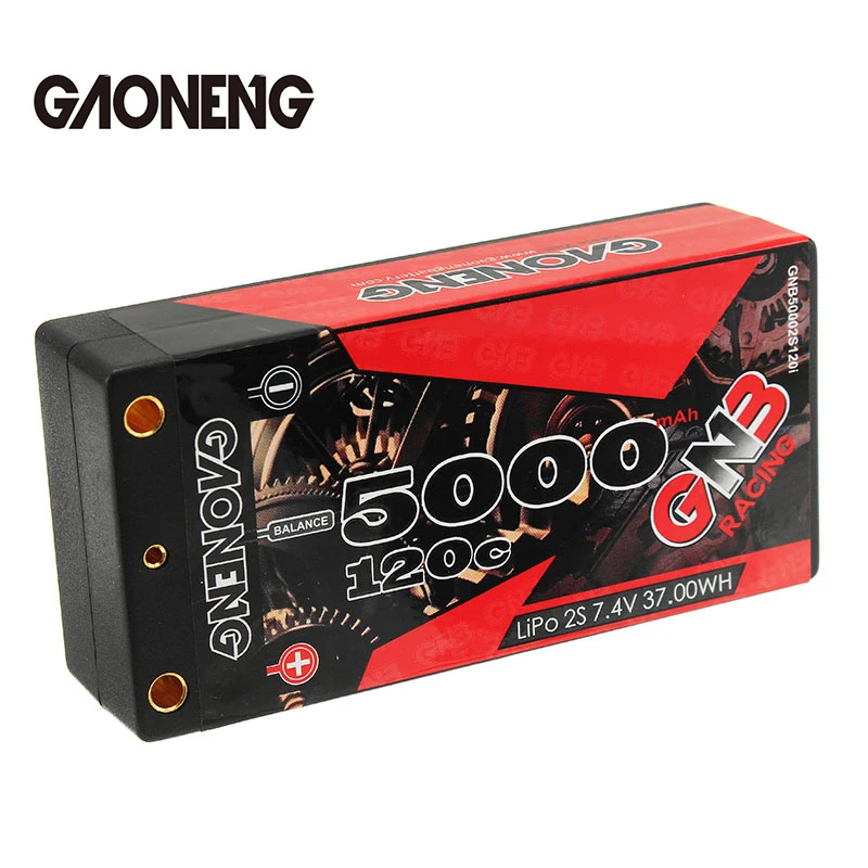 Перезаряжаемые Lipo батарея Gaoneng 7 4 в 5000 мАч 2S2P 120C 37 5 WH для 1/10 Квадрокоптер вертолет