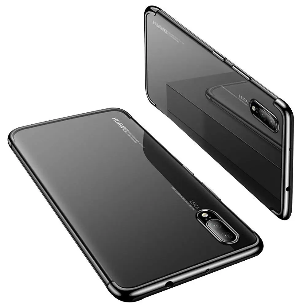 Portefeuille For Huawei P20 Pro Case Transparent Plating Frame Clear Soft Silicone Bumper Cover For Huawei P20 Lite Honor 10 V10 (3)
