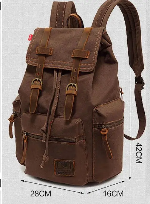 

Men/Women's Vintage Canvas Leather backpack Rucksack laptop Satchel School bag