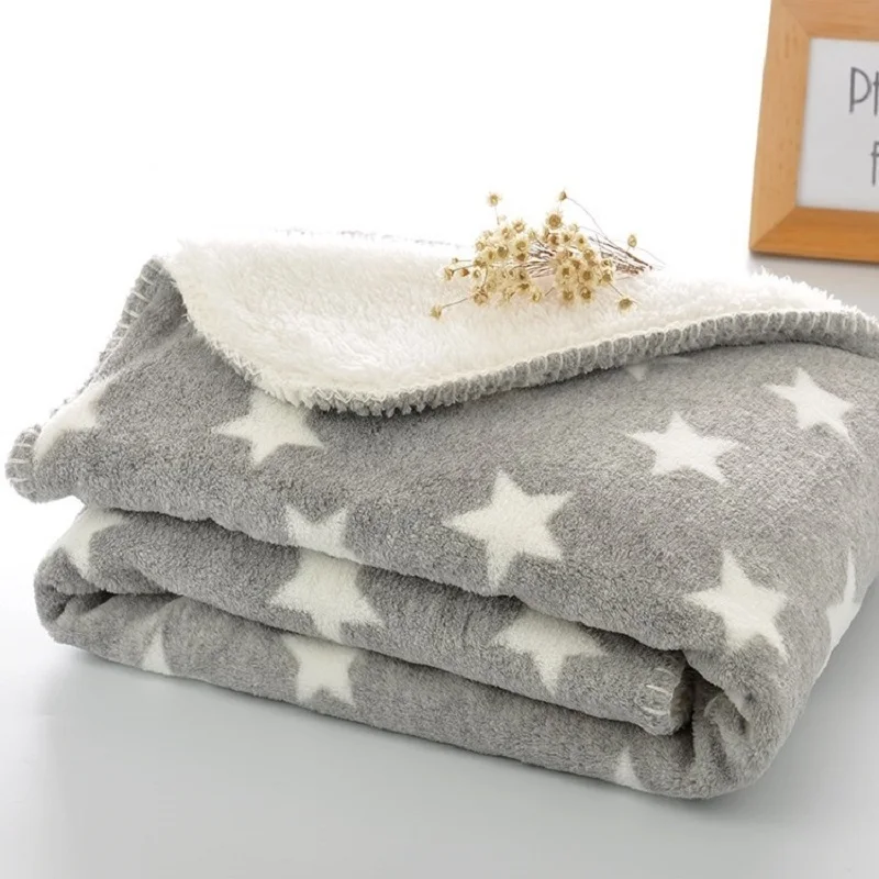 Baby Blanket Thermal Coral Fleece Star Blanket Infant Swaddle Nap Receiving Stroller Wrap For Newborn Baby Bedding Bebe Blankets 4