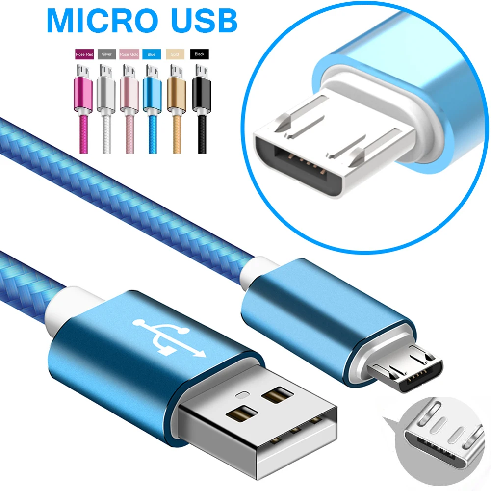 Нейлоновый Плетеный Micro USB кабель для samsung HTC, Huawei, Xiaomi Android телефон Быстрый зарядный Дата кабель синхронизации USB Кабель зарядного устройства