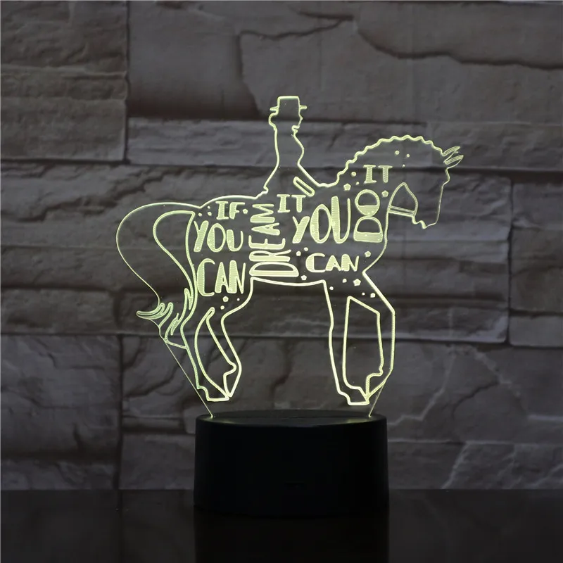 

Horse Riding Animal 3D Lamp Night USB LED Lighting Muticolors Change Christmas Kids Toy Decorative luminaria Table Decor Lamp