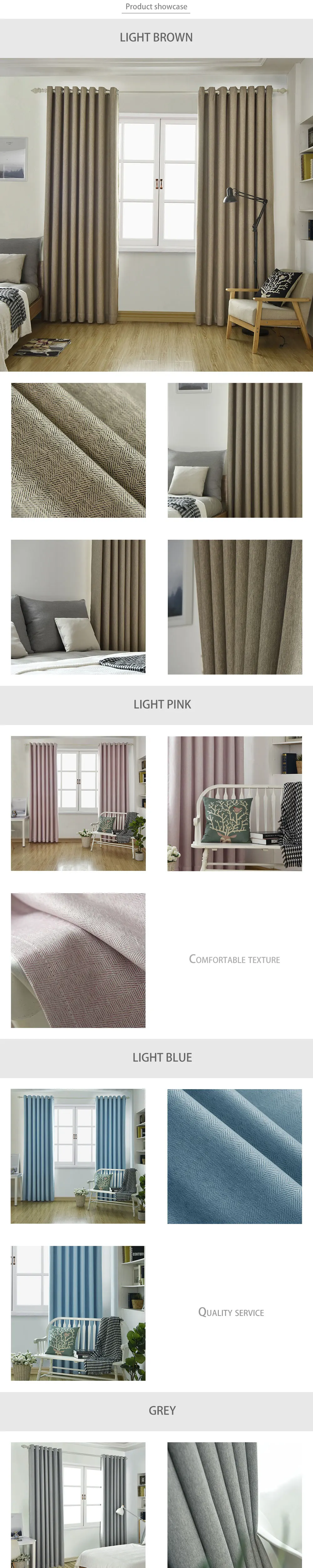 NAPEARL 1Faux Cotton Polyester Linen New Year Curtain Bedroom Grey Blind Window Solid Decoration Drape High Shading Natural Shade (3)