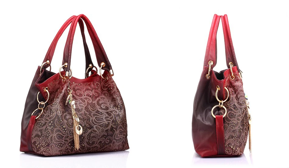 Дизайнерские сумки высокого качества из искусственной кожи выдалбливают цветочный узор кисточкой блестками женская сумка для женщи