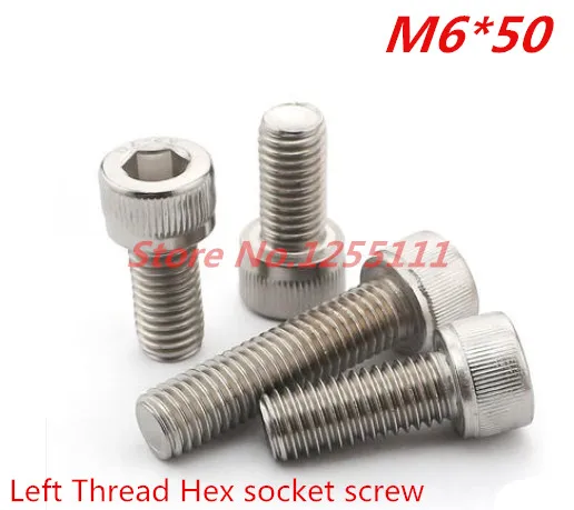 

10pcs/lot DIN912 Stainless Steel 304 M6*50 Left Thread Hex Socket Cap Head Screw