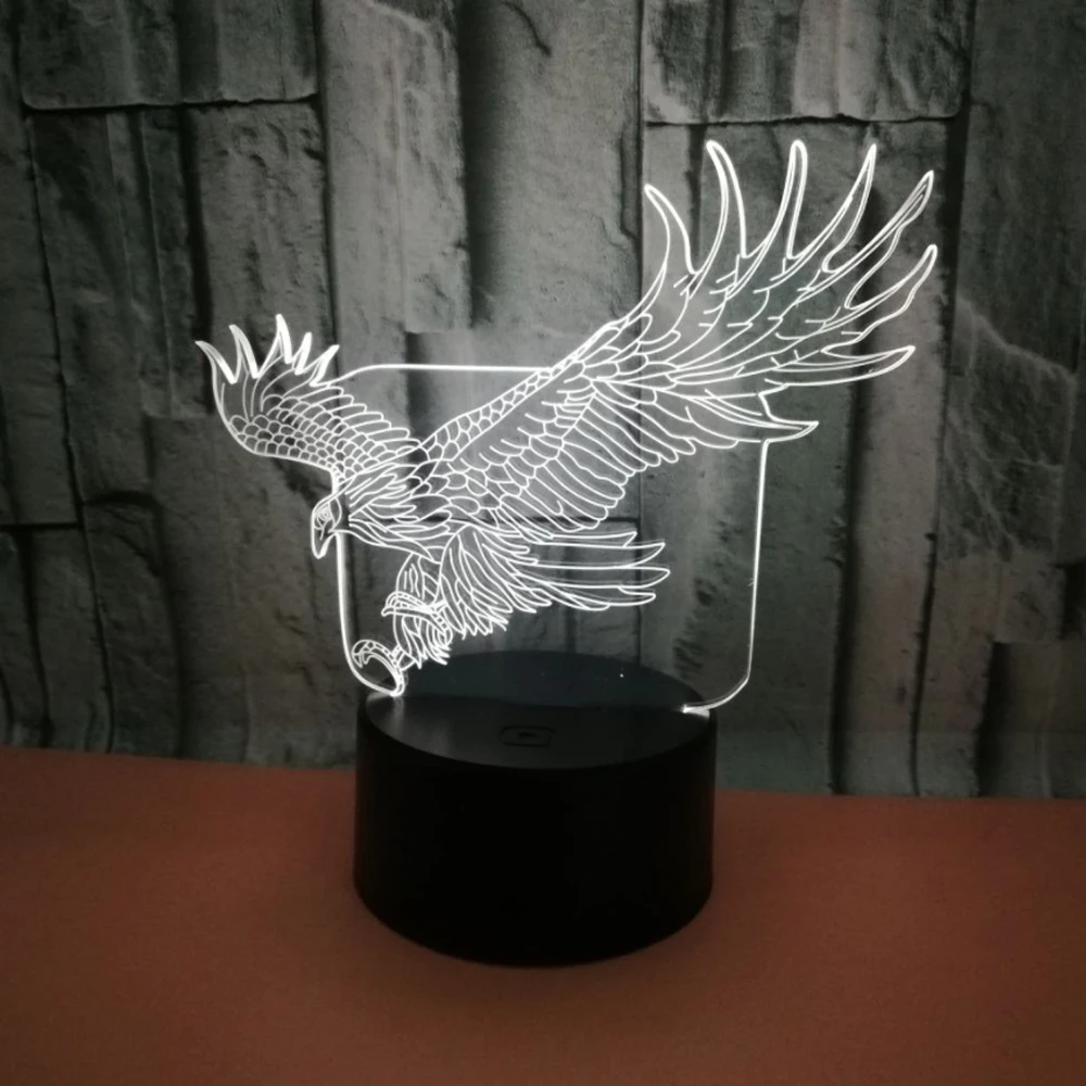 3D светодиодный ночник с орлом фигурки животных USB прикроватная Спальня 3D настольная лампа USB внутренний Декор атмосферная лампа подарок на день рождения