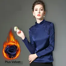 Европейская Новинка Осень Зима Женская мода тонкий стенд воротник бисер Флис Под рубашкой Женская Повседневная OL футболка Топы офисные