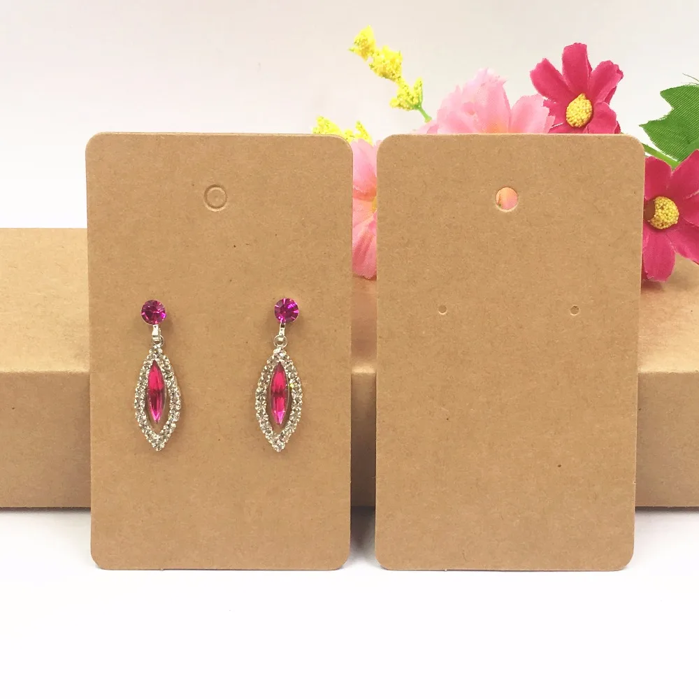200pcs/lot 10*6cm Kraft Brown Pendant Earring Cards Blank Paper Jewelry