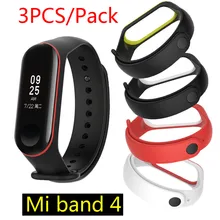 Набор из 3 предметов для Xiaomi mi, 4 ремешка, mi Band 4, Bluetooth 5,0, браслет для фитнеса, силиконовый ремень, Сменные аксессуары