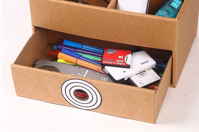 Экологичная картонная коробка для хранения, держатель для ручки, ящики для хранения мелочей, офисный Органайзер, коробка для стола, домашняя организация для хранения