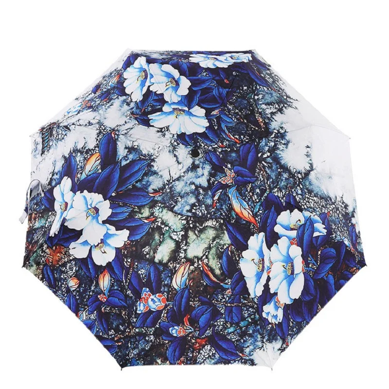 

Fashion BLUELOVER Ink Panting Three Fold Umbrella Women Rain Sunny Protection Parasol Ultra Light Umbrellas Valentine's DayGift