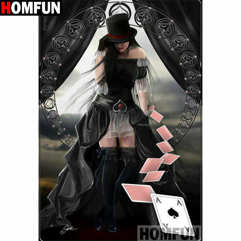 

HOMFUN Full Square/Round Drill 5D DIY Diamond Painting "Beauty card" 3D Embroidery Cross Stitch 5D Home Decor A14968