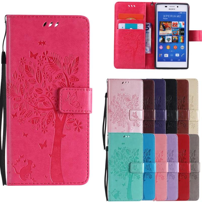 

For coque Sony Xperia M2 case For Fundas Sony Xperia M2 dual S50H D2303 D2305 D2306 3D Pattern Wallet Flip Cover Leather Case