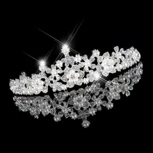 Bling принцесса Корона украшения для волос Свадебные аксессуары для женщин невесты диадема ободок на голову с жемчугом девушки Тиара; украшения для волос
