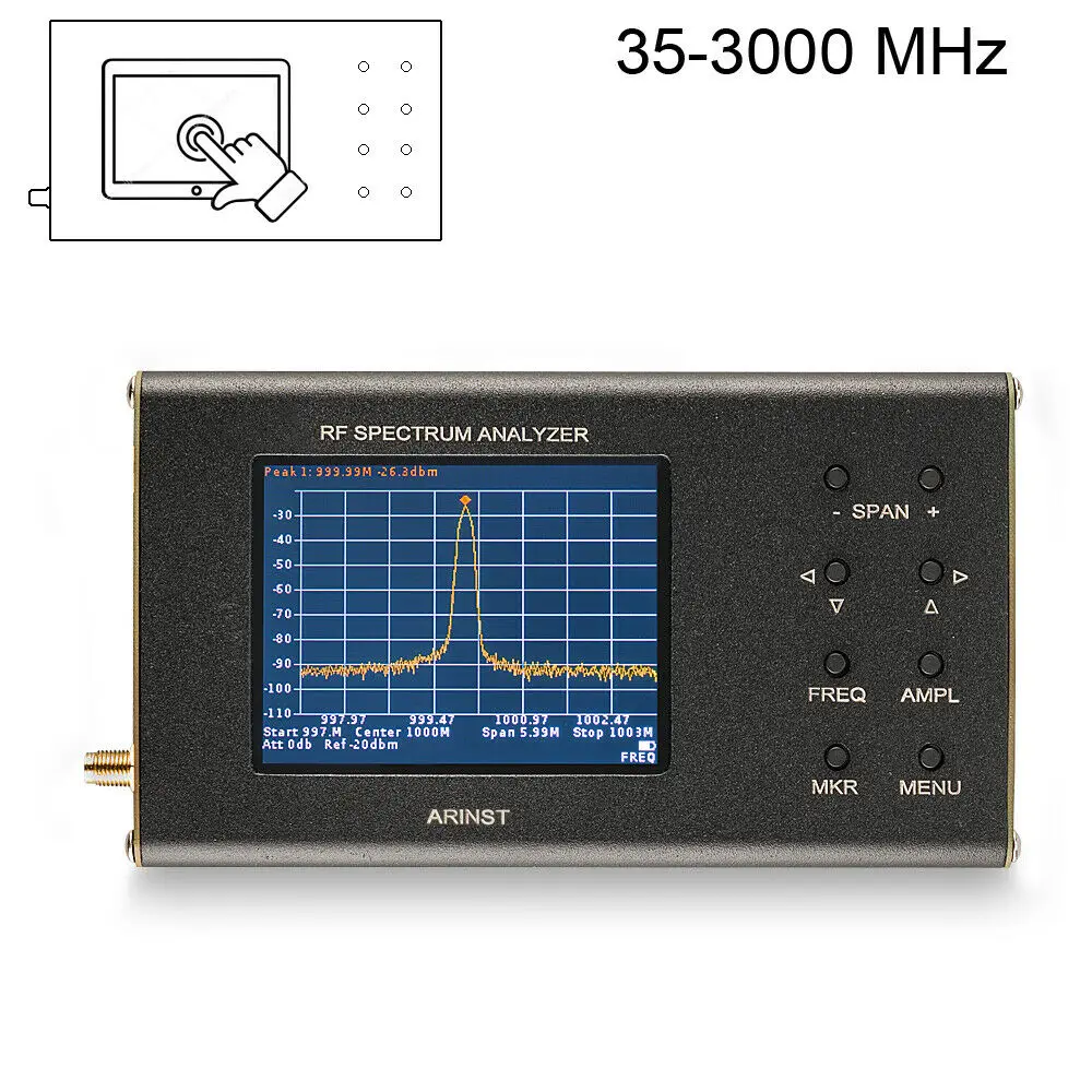 

Portable RF Spectrum Analyzer Arinst Spectrum Explorer SSA R2 3 GHz (35 MHz - 3000 MHz)