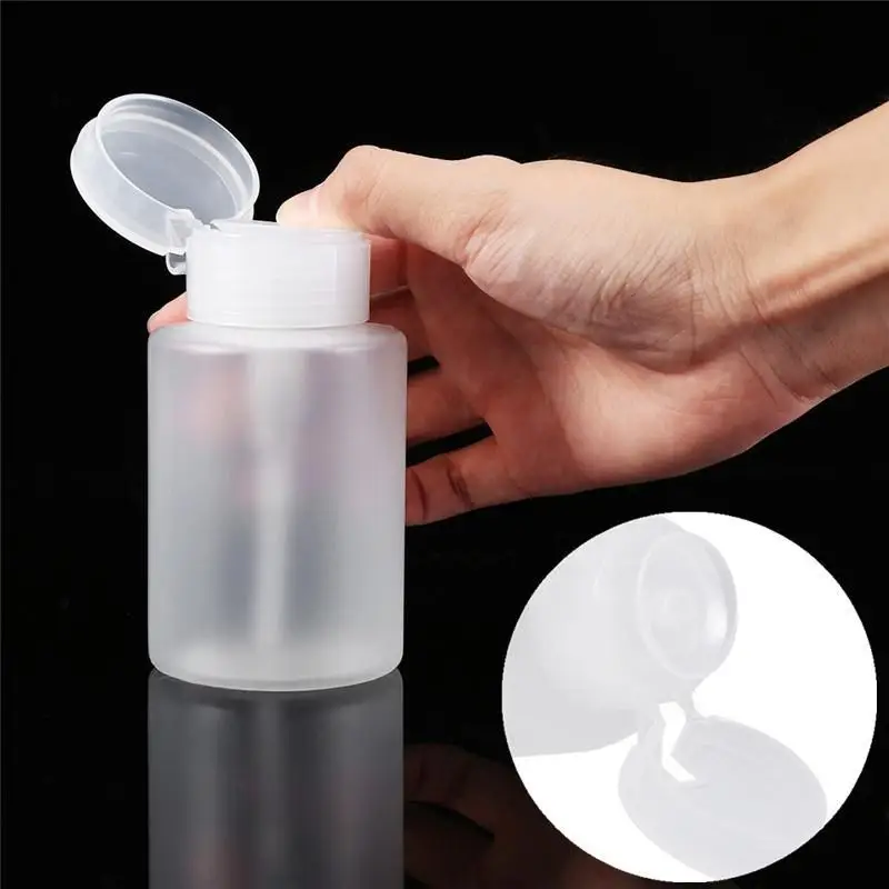 

1PCS 120ml Plastic Refillable Bottle Push Down Empty Pump Dispenser Nail Polish Remover Alcohol Clear Bottles