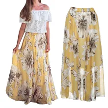 CHAMSGEND женское цветочное Джерси цыганское Длинное Макси полная юбка пляжное солнце