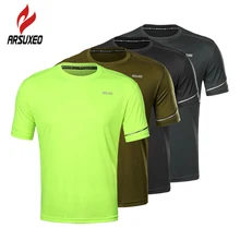 ARSUXEO гимнастическая майка Летние прилегающие быстросохнущие лосины для бега рубашка Рубашка с короткими рукавами Фитнес спортивная рубашка Для мужчин Training Crossfit футболка Homme