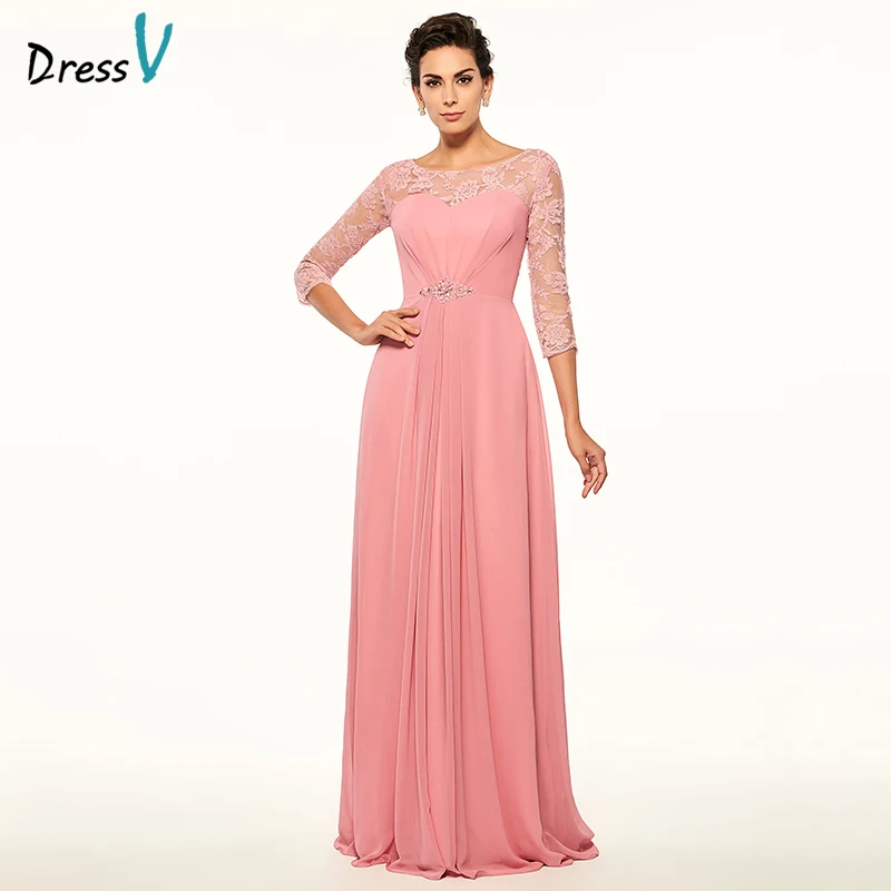 Dressv Light Peach Mother Of The Bride Dress Bateau Neck A Line Three