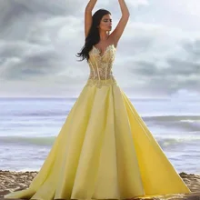 Новое модное желтое сатиновое платье трапециевидной формы для выпускного вечера, вечернее платье с милым вырезом, Длинные вечерние платья Vestidos de noite Abendkleider