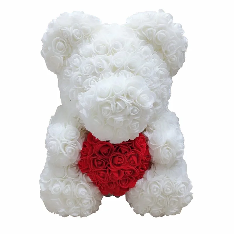 Искусственные цветы 40 см плюшевый медведь розы с сердцем девушка Рождество День Святого Валентина подарок на день рождения для свадебной вечеринки