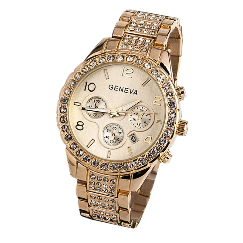 Часы Для женщин модные Элитный бренд Наручные Часы Relogio Feminino женские золотые кварцевые часы, Женева Повседневное с украшением в виде кристаллов со стразами Q5 - Цвет: A