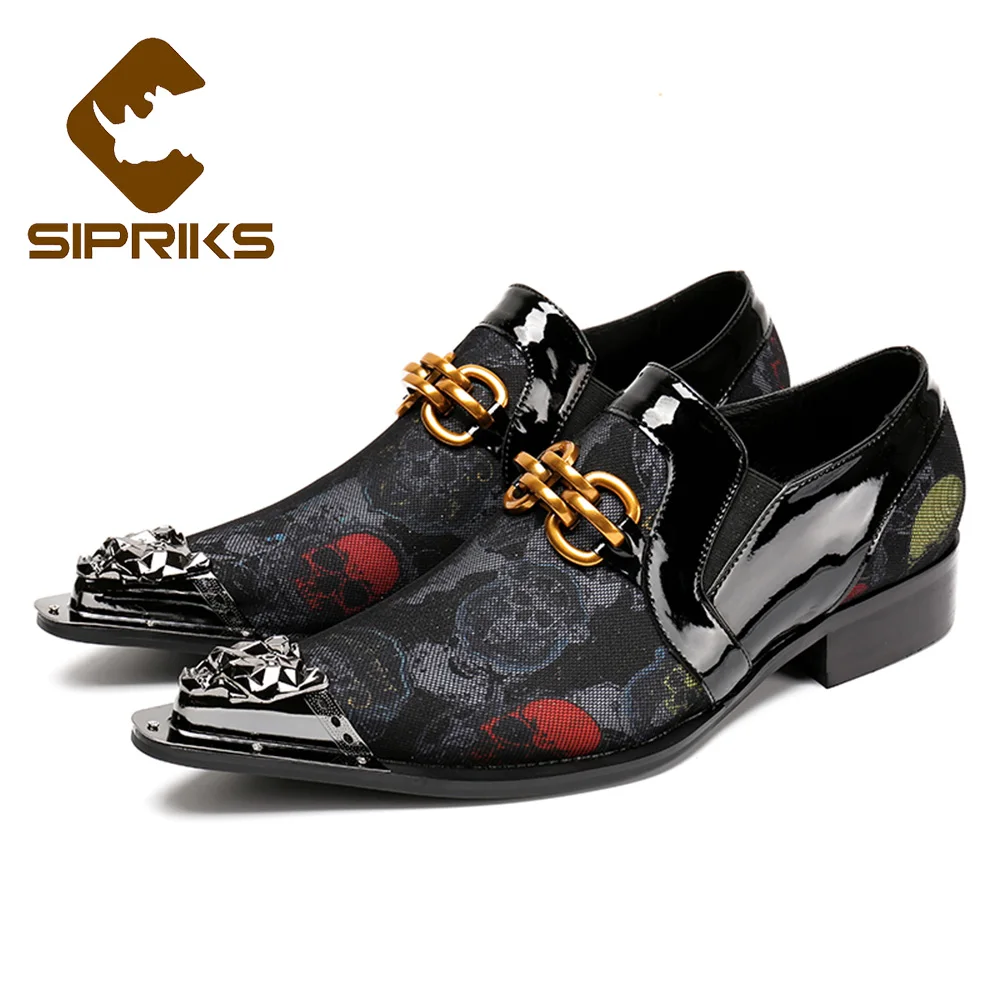 Halloween gift sipriks mens designer loafer with Metal decoration