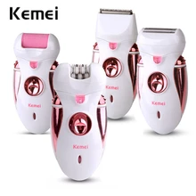 4 in1 Depilador Recarregável Multifuncional Mulheres Barbeador Depilador Elétrico Depilação Cuidados Com Os Pés Ferramenta battery power KM-2530