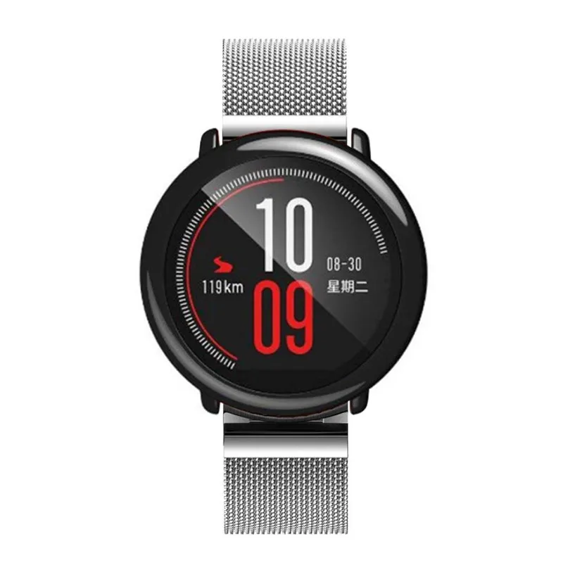 3в1 Для xiaomi Huami Amazfit pace ремешок для часов металлический Миланский ремешок+ защитный чехол для наручного ремня+ Защитное стекло для экрана