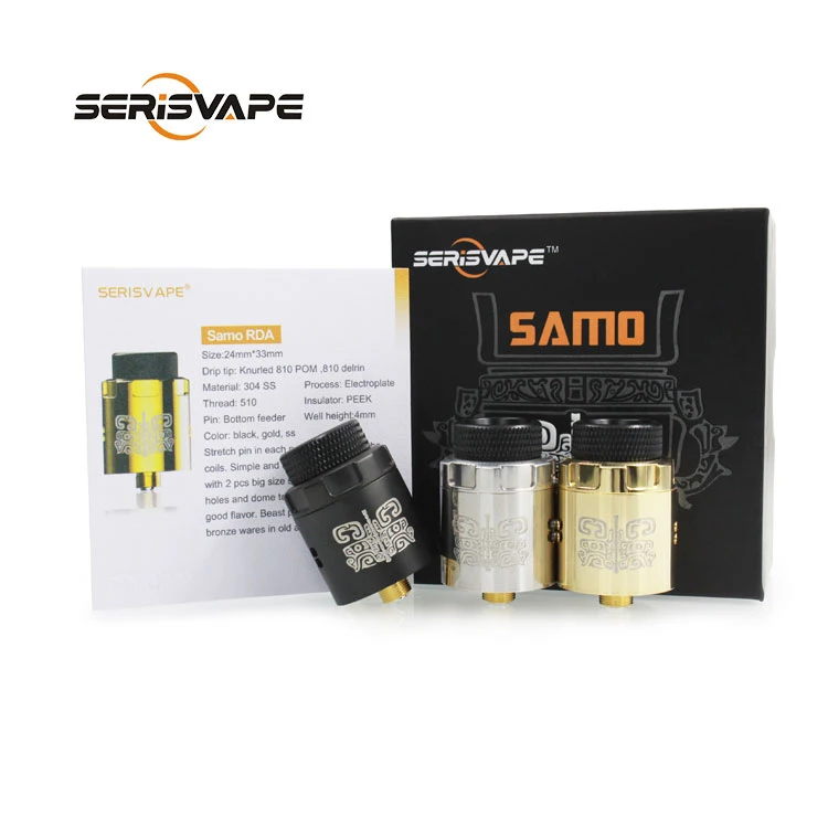 

SerisVape SAMO BF RDA 24mm Rebuildable Dripping Atomizer With 810 Pom Drip Tip For Ecig Squonk Mod