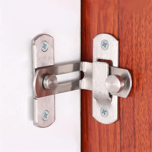 90 Degree Stainless Steel Door Latch Right Angle Sliding Door Lock Latch Screw Locker Hardware Accessories