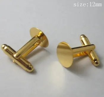 

Free hipping!!!gold Plated Flat Round Pad Cuff Links pad 12mm