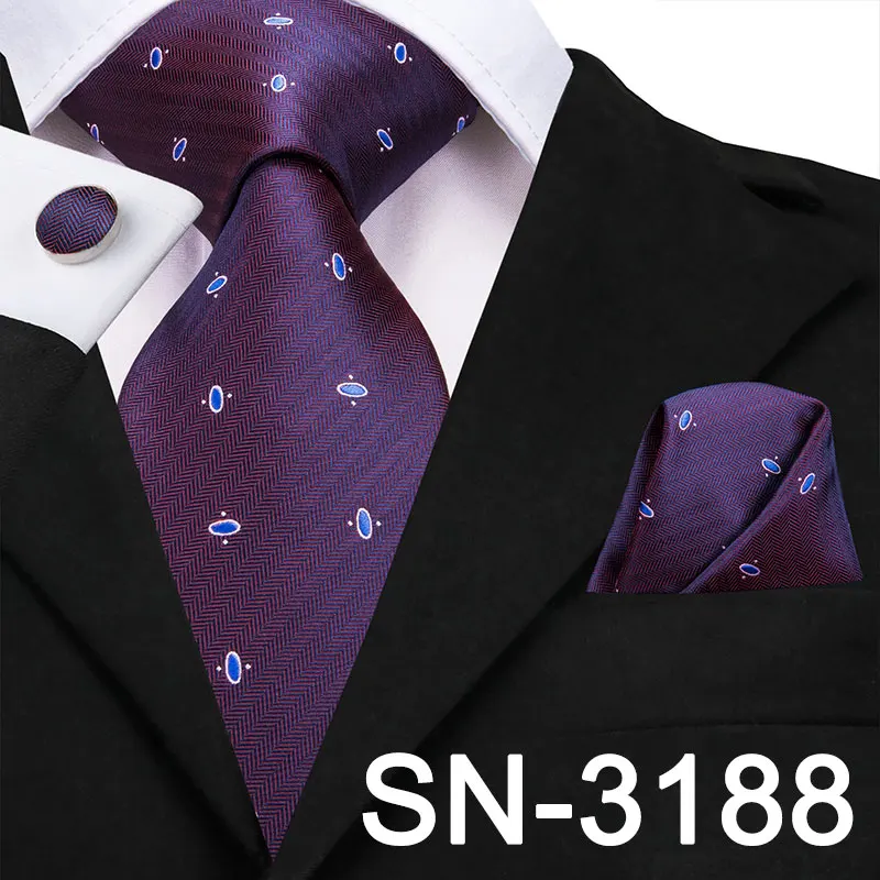SN-3188 Hi-Tie, роскошные шелковые фиолетовые галстуки с цветочным узором пейсли для мужчин, набор галстуков и носовых платков, модные дизайнерские деловые свадебные мужские галстуки - Цвет: SN-3188