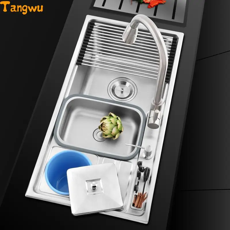 Kitchen Sinks Free shipping Multi functional a single sink 304 stainless steel stainless steel wire drawing Kitchen Sinks Kitchen Sinks Free shipping Multi functional a single sink 304 stainless steel stainless steel wire drawing Kitchen Sinks