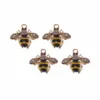 2 pièces 4 pièces strass abeille breloques émail alliage pendentif couleur or femmes bracelet collier à faire soi-même bijoux boucles d'oreilles accessoires cadeau ► Photo 3/5