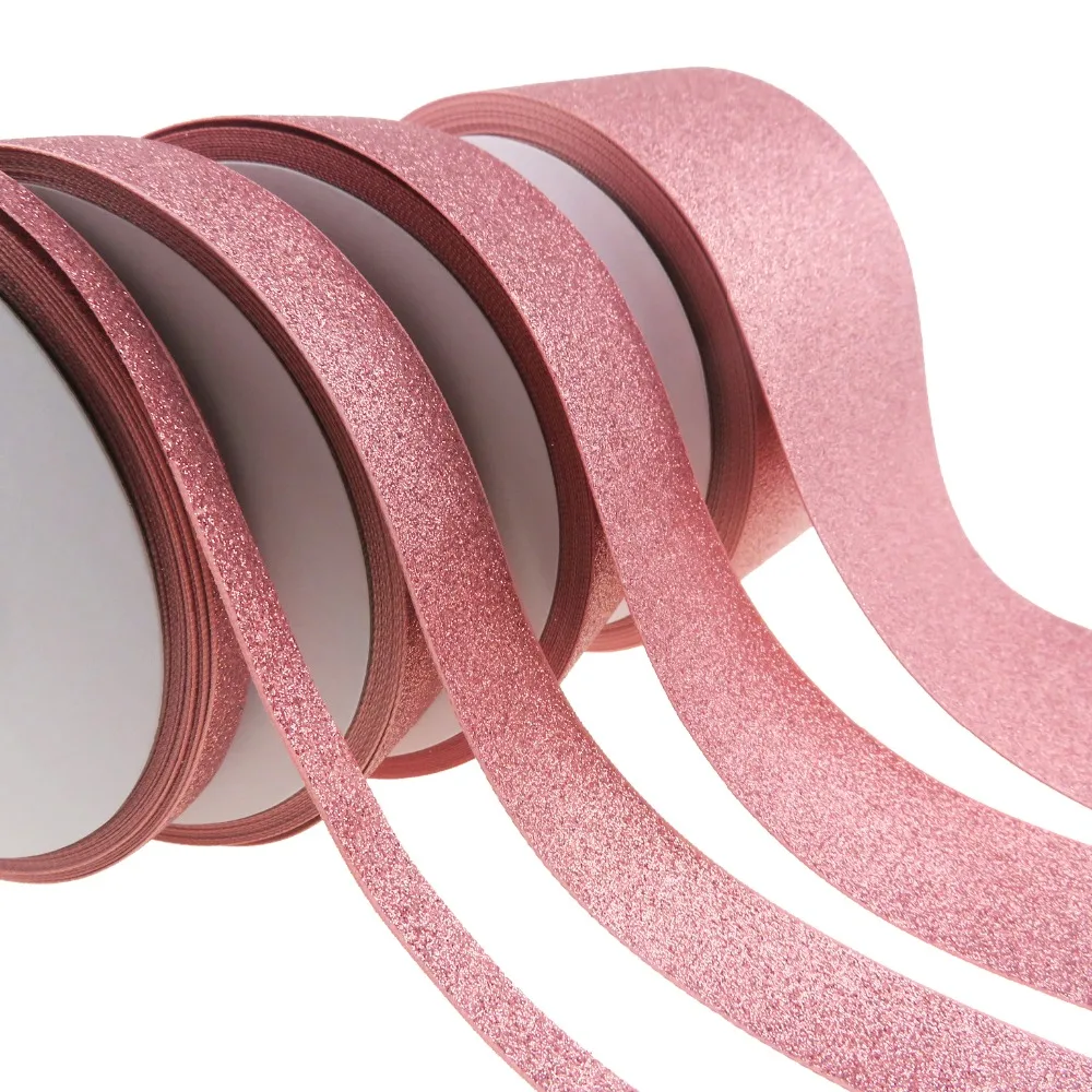 

shipping free sparkle and soft solid rose gold glitter grosgrain ribbon many size for choose , very soft to make bow
