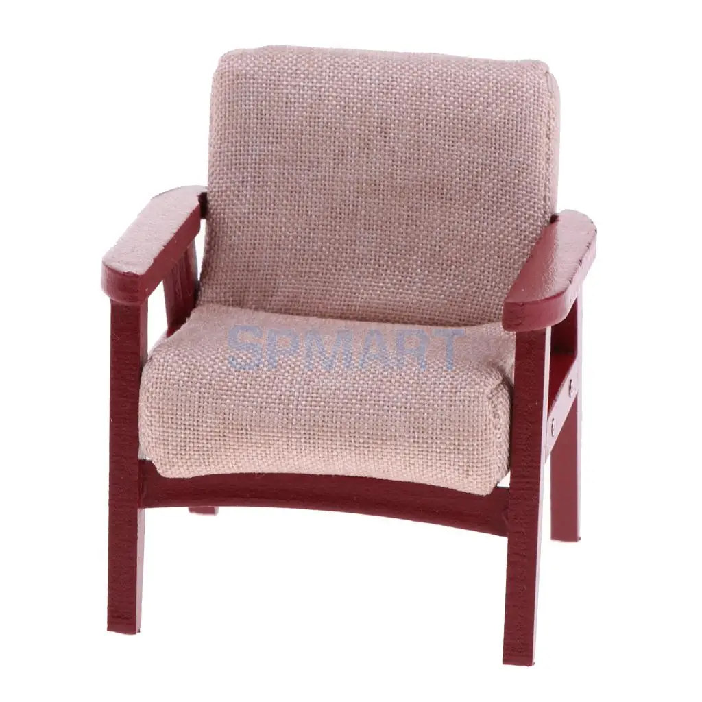 1:12 Scale Wood Dollhouse Miniature Single Sofa Chair Living Room Bedroom Furniture Decor Dolls Action Figures Acc Model Toy