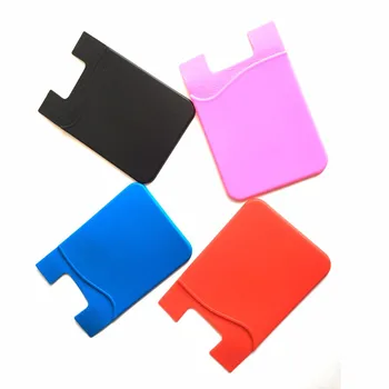 

200 pieces/lot Strong Adhesive Card Pocket ID Card Holders Universal Size High Quality Silicone Smart Phone Pouch Stationery