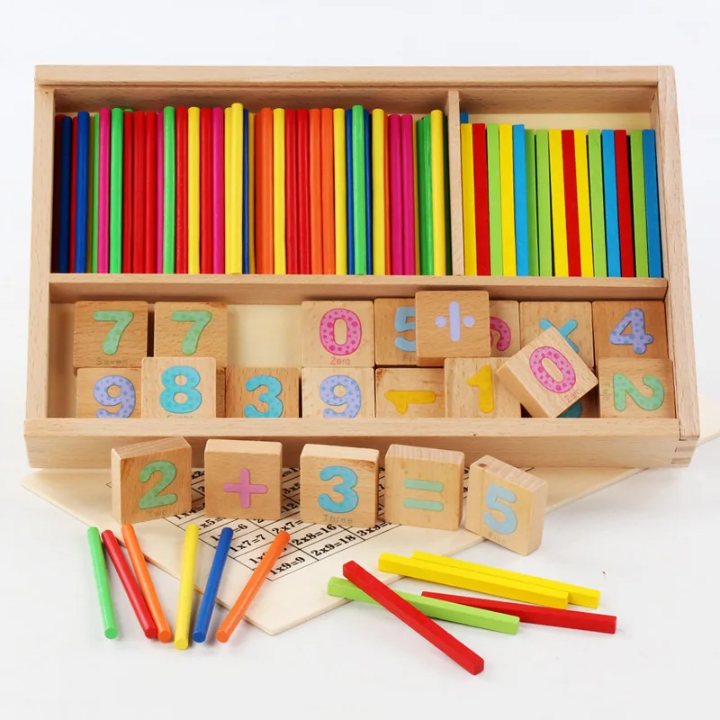 Счетная коробочка для аромапалочек набор Деревянные Монтессори Блоки номер для изучения математики арифметическая детская игра, развитие