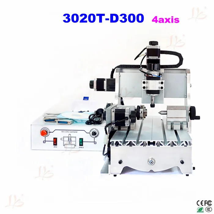 

Newest 4axis cnc router 3020T-D300 mini cnc milling machine with white controll box engrave machine