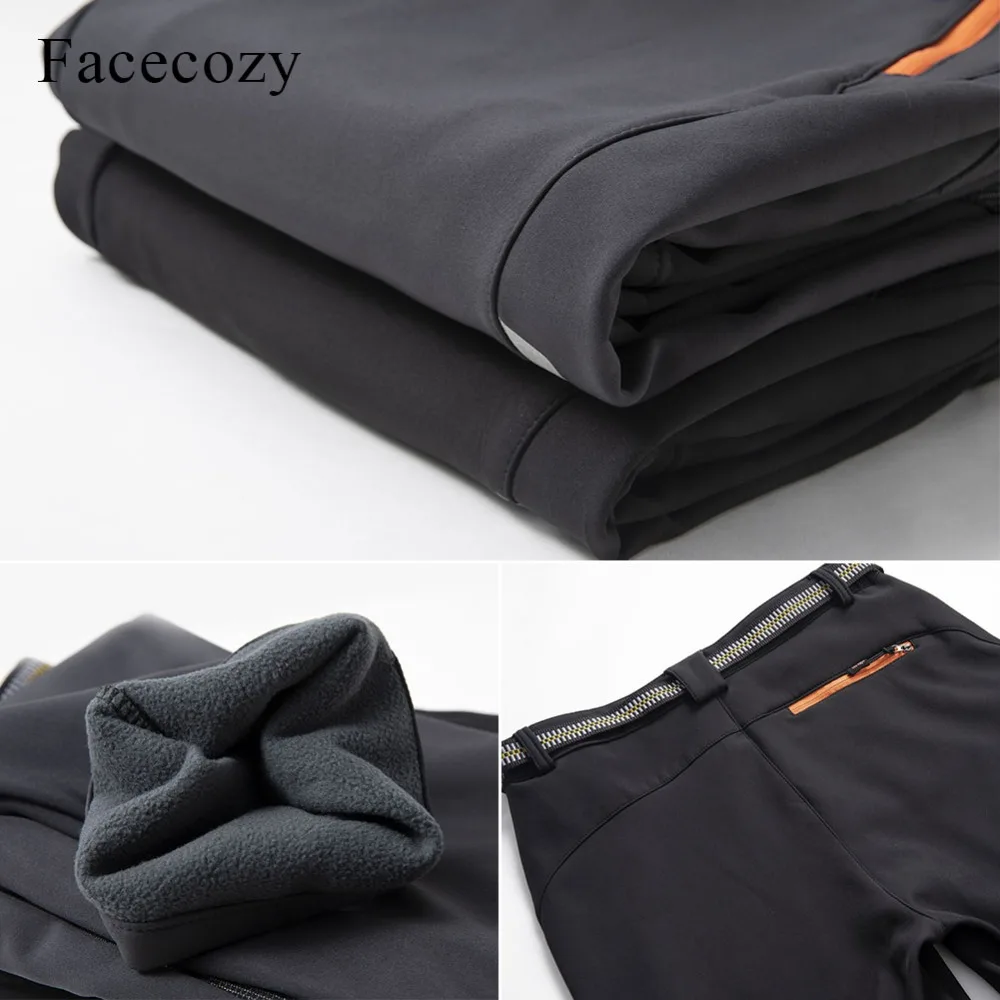 Facecozy Мужские Зимние флисовые водонепроницаемые походные брюки для альпинизма