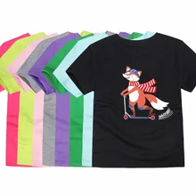 Летние Мальчики Костюмы дети короткий рукав лисы футболки для девочек летний топ футболки для мальчиков 12 Цветов подходит для 1-14Years