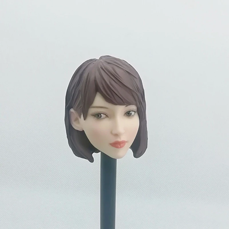 

1/6 Head Sculpt with short brown hair Asian beauty girl head For 12" Female Figure pale color seamless Body for PH Body Figures