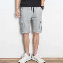 Мужские джоггеры летние хлопчатобумажные шорты Карманы шнурок Твердые повседневные короткие брюки японская мода бегунов пляжные тренировочные брюки A5311