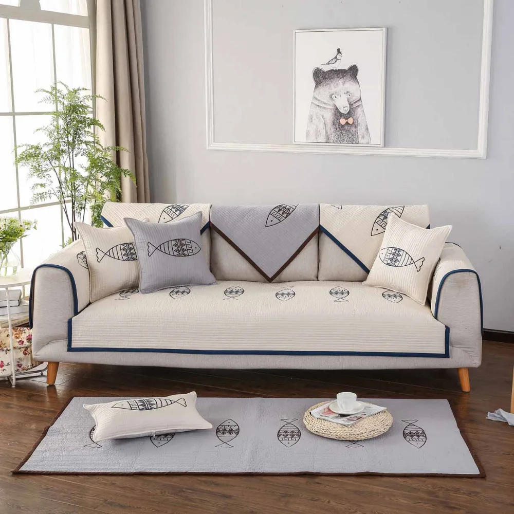 Buy Luxury Fish Warm Cotton Sofa Covers for Home