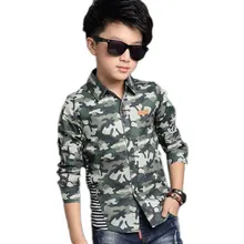 Mode Coton Chemises Garçons Printemps Automne Imprimé Garçon Camouflage Chemise À Manches Longues Étudiant de Tops Cool Chidren Chemises