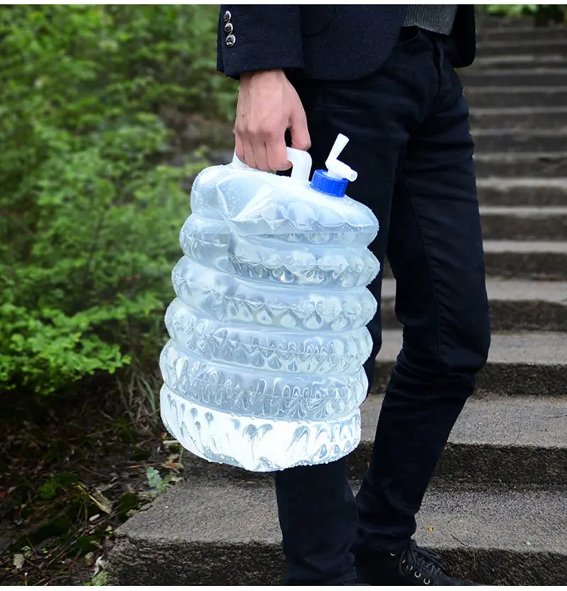 51015L Outdoor Water Bag Bucket Travel Hiking Fishing Picnic Foldable Water Bottle Camp Collapsible Drinking Water Container (6)