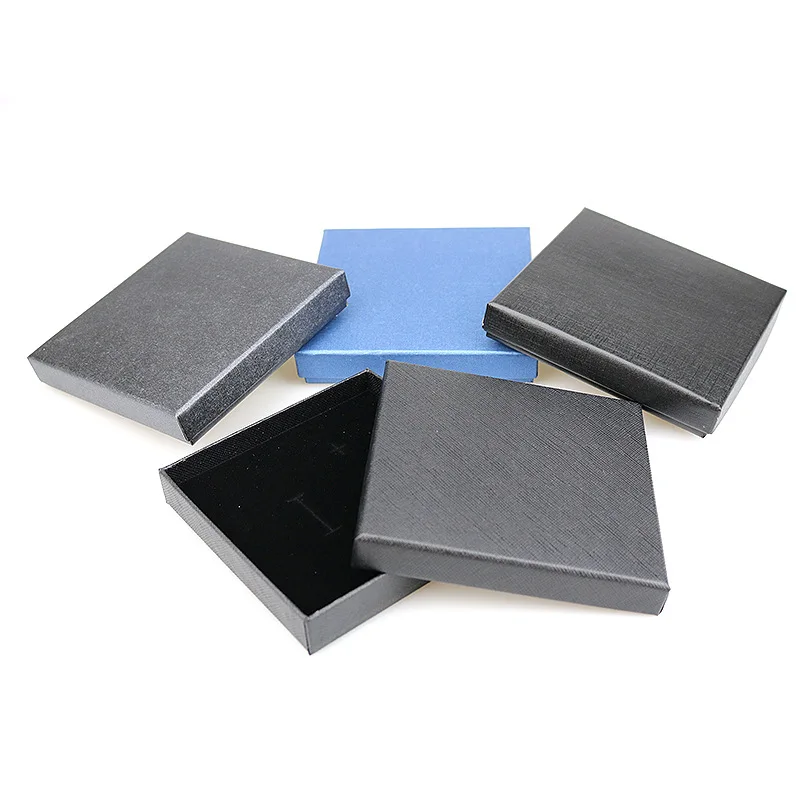 

10pcs/lot Jewelry Box Paper Necklaces Earrings Bracelets Ring Boxes Gift Packing Display Case Classic Black Sponge Wholesale