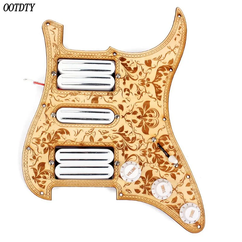 

Maple Bauhinia Pattern 11 Holes HSH Pickguard Set Pickup Knobs Switch Musical Instrument Accessory